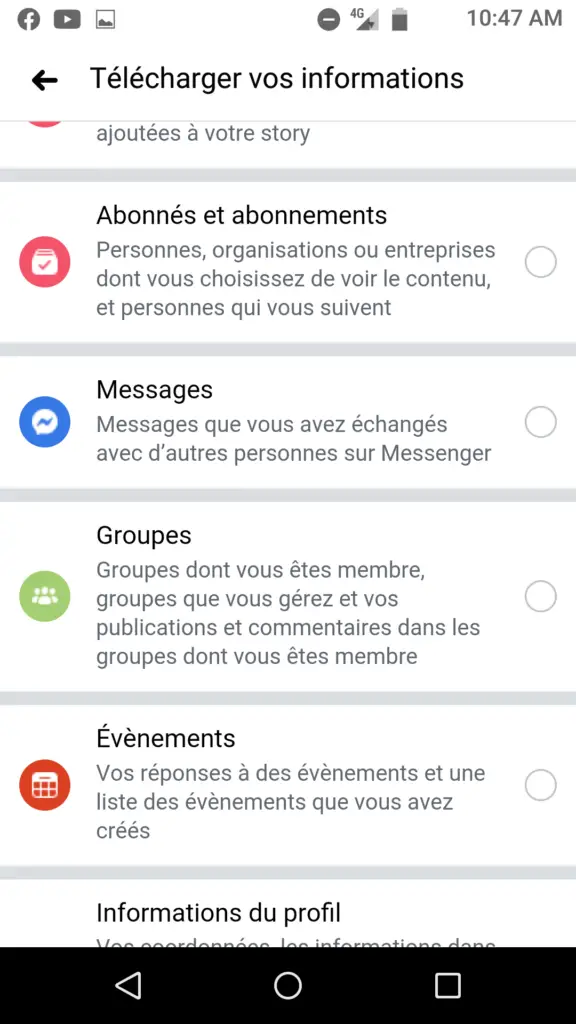 Récupérer un message Messenger supprimé sur Android en téléchargeant ses données personnelles