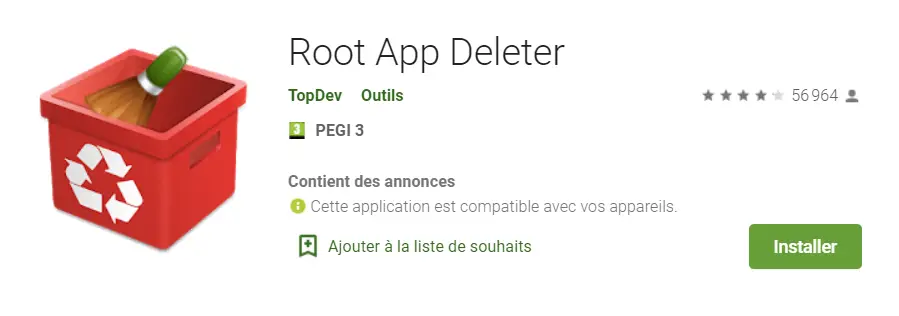 Désinstaller une application avec un root de smartphone Android