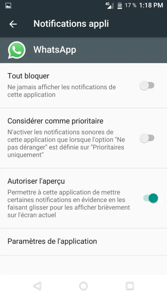 problème de notification whatsapp android