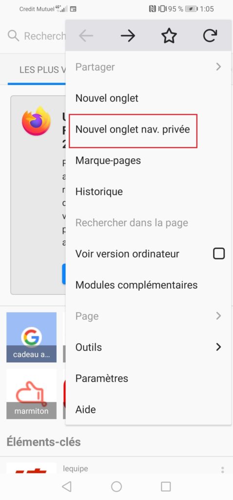 navigation privée firefox android