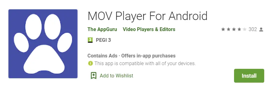 Download mov player to play MOV file on android