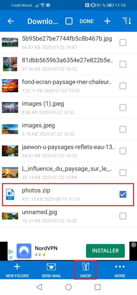 how to open and read ZIP file on android phone