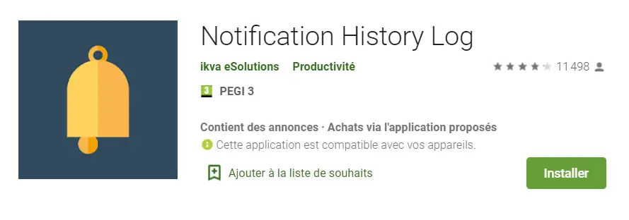 lien pour télécharger une application de récupération de notifications Android