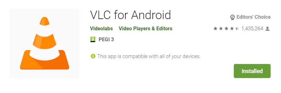 VLC app download link to play MKV files on android