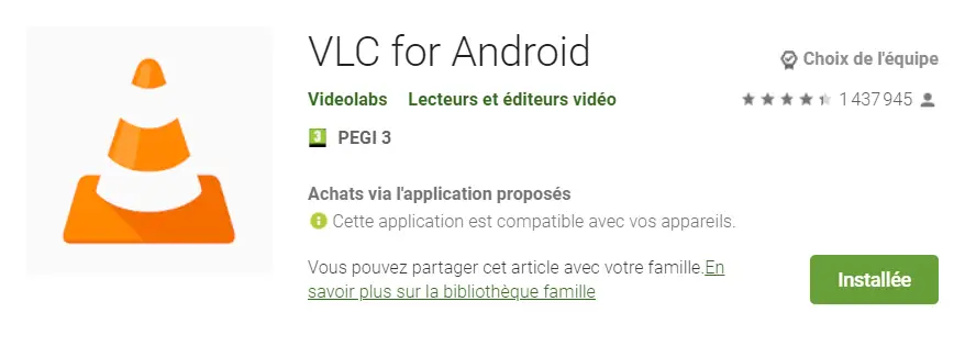 lien de téléchargement VLC pour android
