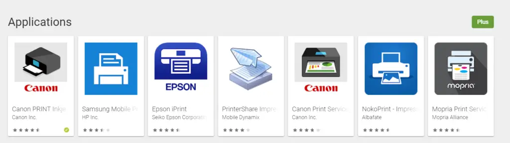 lien de téléchargement des applications d'imprimantes pour android