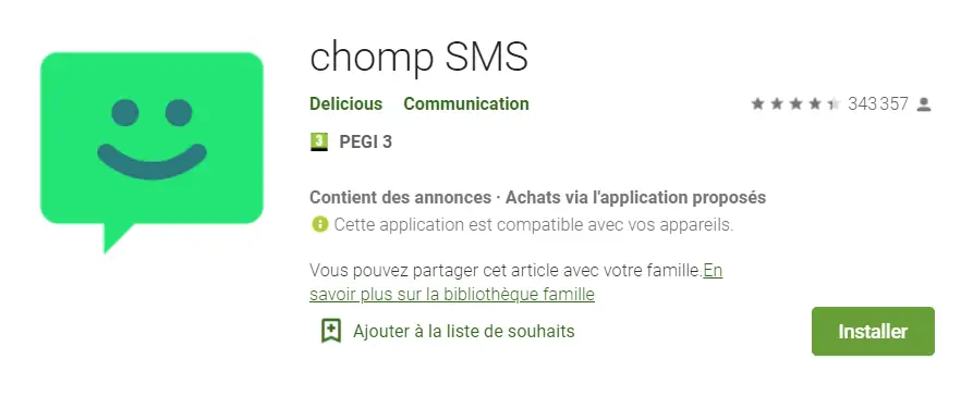 télécharger chomp SMS android pour changer l'application de SMS par défaut sur Android