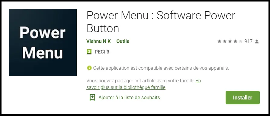 télécharger power menu, pour redémarrer telephone sans bouton power