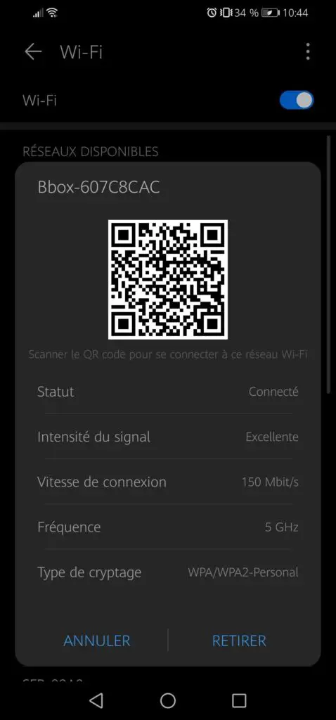 afficher qr code wifi pour partager mot de passe sur android