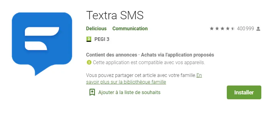 textra sms , télécharger appli sms android
