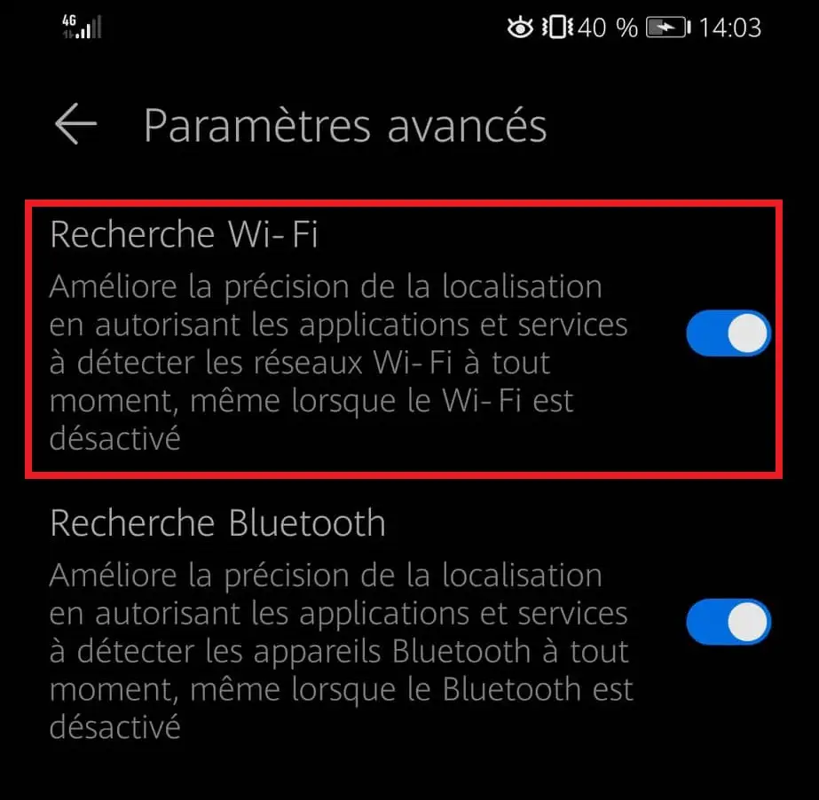 paramètres wifi pour le maintenir éteint sur smartphone android