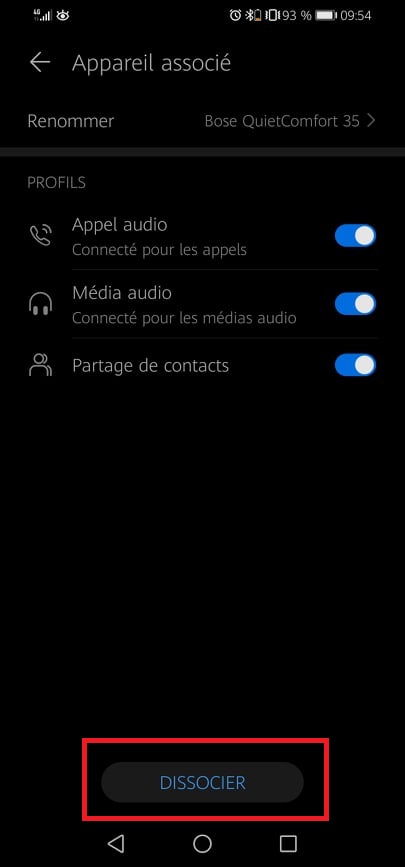 Connexion en Bluetooth impossible bose QC 35 : Dissocier les appareils 